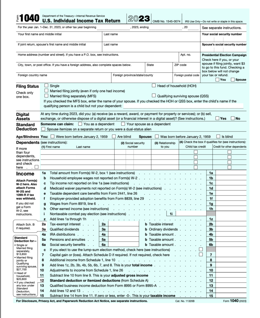 IRS form 1040 for 2024 Page 1